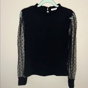 Chic Black Sheer Sleeve Top